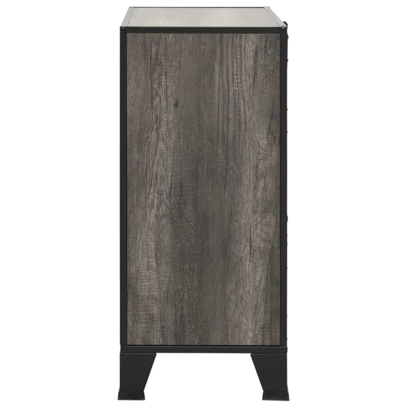 vidaXL Storage Cabinets 2 Pcs, File Cabinet with Doors, Display Cabinet for Living Room Home Office, Storage Organizer, Gray Metal and MDF