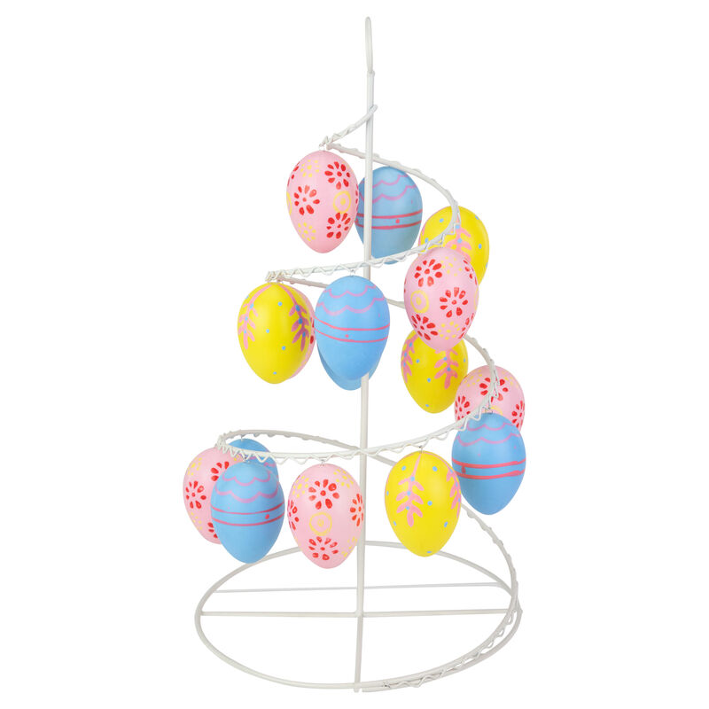 14.25" Blue  Pink and Yellow Cut-Out Spring Easter Egg Tree Decor