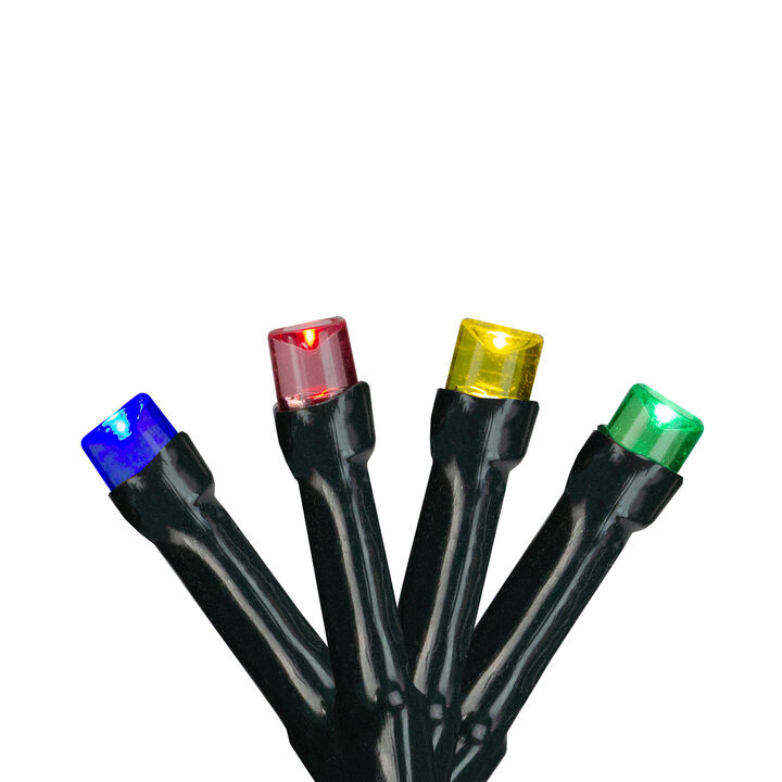 20 Battery Operated Multi-Color LED Wide Angle Christmas Lights - 9.5 ft Green Wire