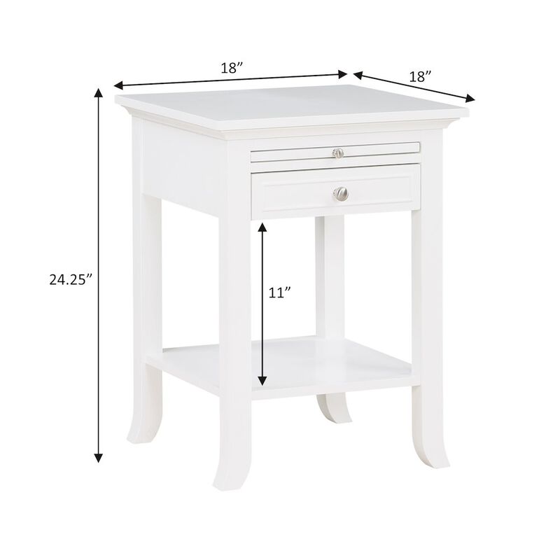 Convenience Concepts 1 Drawer End Table with Charging Station and Pull-Out Shelf