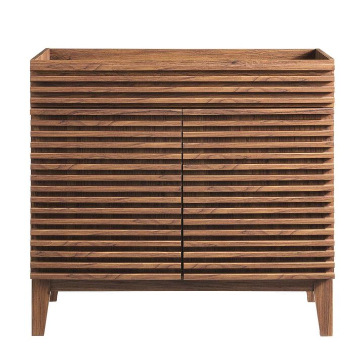 Modway Render 35" MDF and Particleboard Bathroom Vanity Cabinet in Walnut