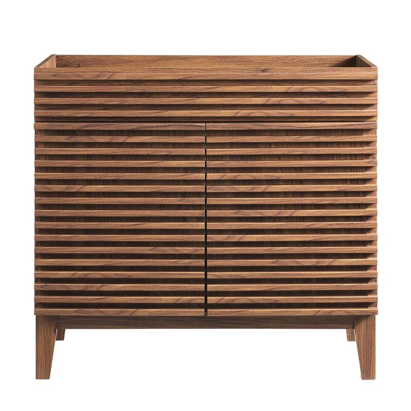 Modway Render 35" MDF and Particleboard Bathroom Vanity Cabinet in Walnut