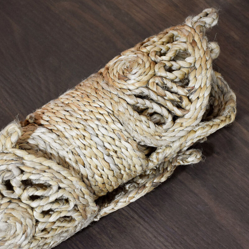 HAND WOVEN JUTE ECO-FRIENDLY Oriental AREA RUGS  - 6'7''x6'7'', Round Shape, Beige Color, Oriental, High Pile, Natural Fiber, Outdoor Indoor Handmade Area Rugs for Living Room, Bed Room (J00004)