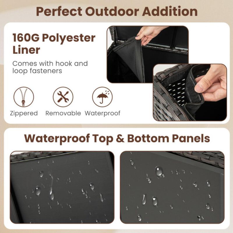 Hivvago Indoor Outdoor 85 Gallon Storage Container with Waterproof Liner and Universal Wheels