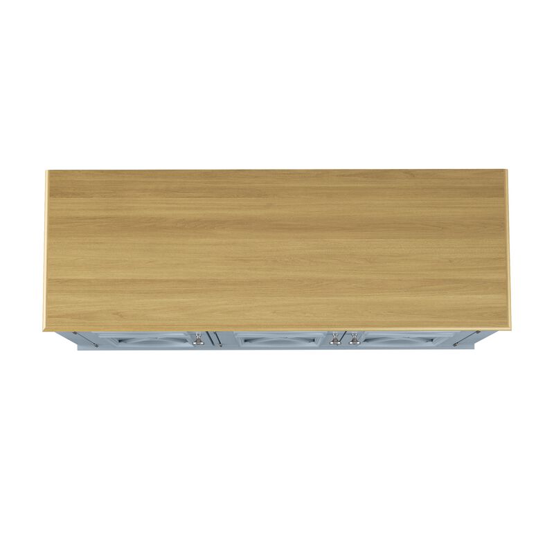 FESTIVO 44.5" Farmhouse Sideboard Buffet Cabinet with 3 Patterned Glass Doors