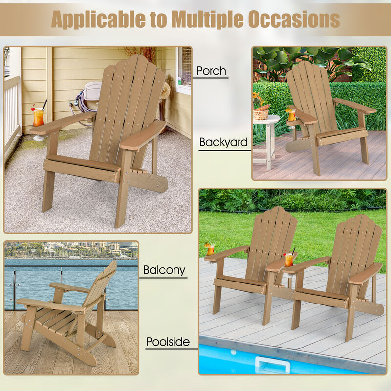 Weather Resistant HIPS Outdoor Adirondack Chair with Cup Holder