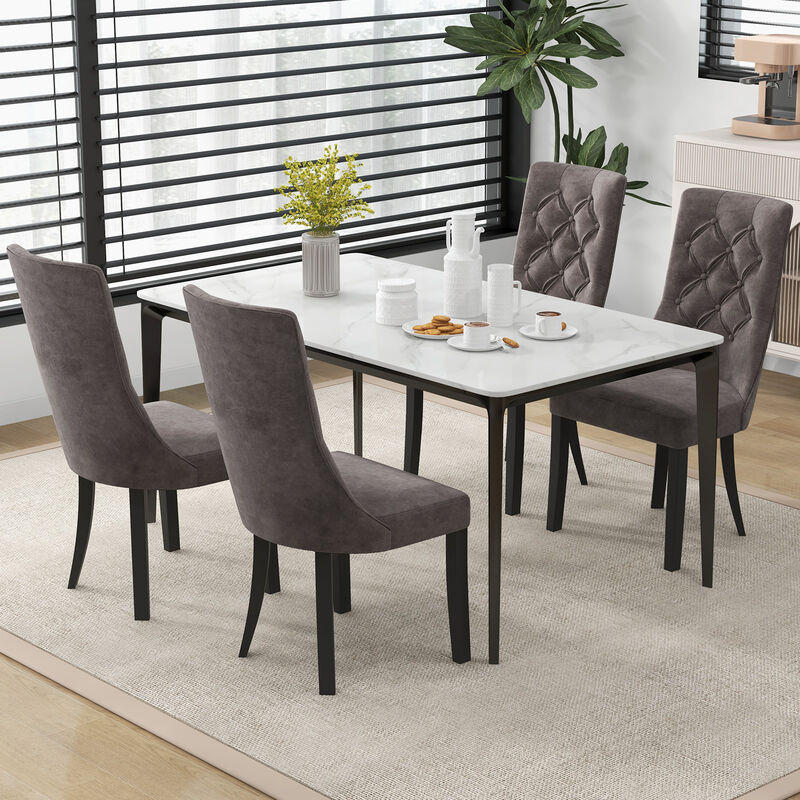 Tufted Dining Chairs Set of 2 with High Backrest and Padded Seat