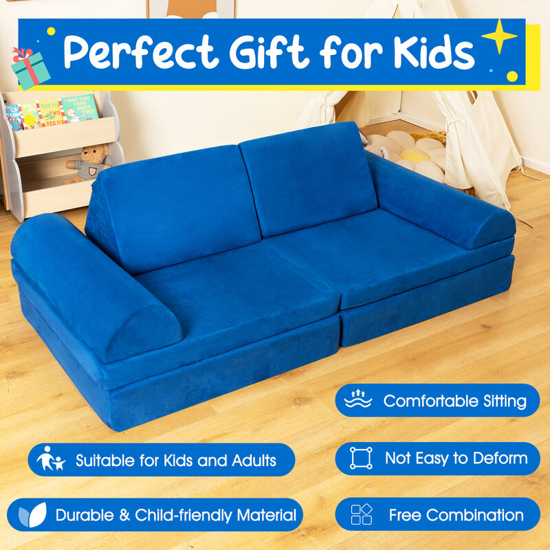 6-Piece Convertible Kids Sofa Playset with Zipper for Versatile Seating and Fun Playtime