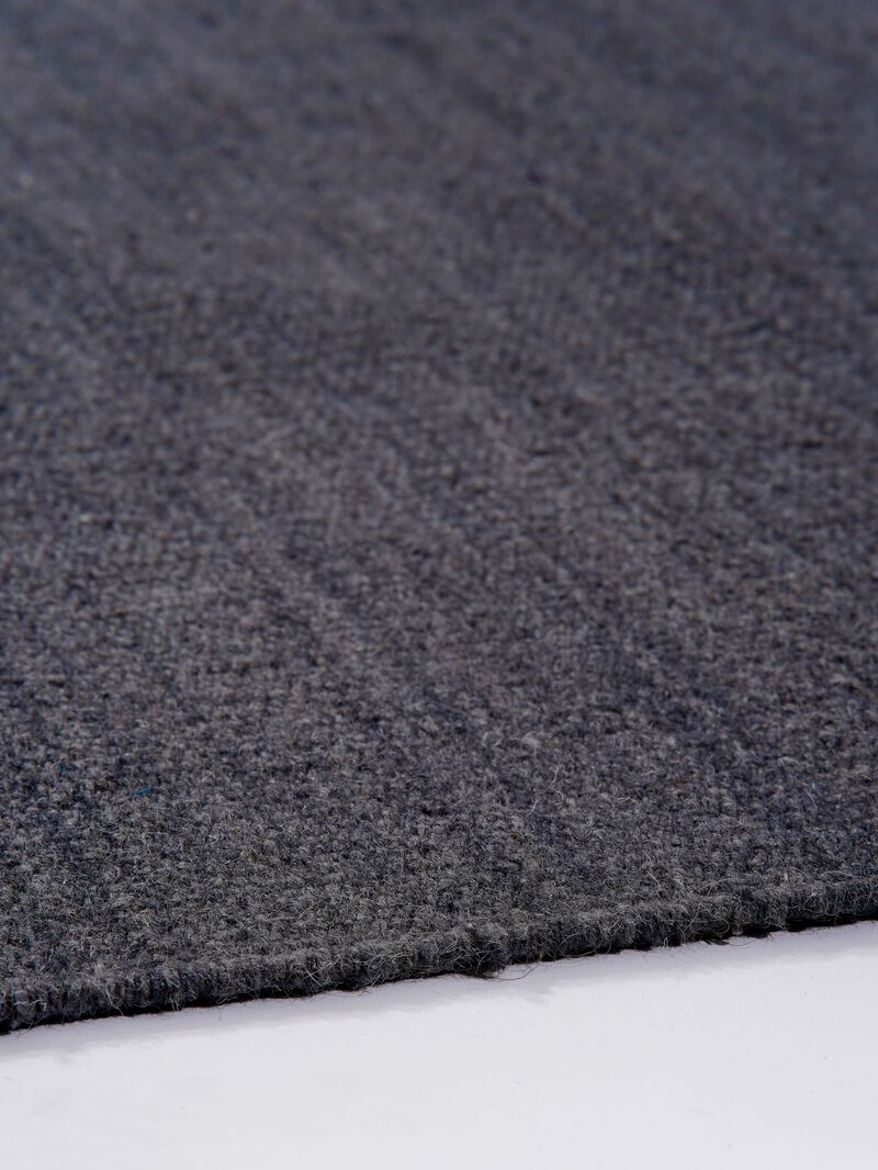RUGSOTIC CARPETS HAND WOVEN FLAT WEAVE KILIM WOOL ECO-FRIENDLY AREA RUGS - 8'x8', Square Shape, Charcoal Color, Solid Plain Design, Low Pile  Handmade Area Rugs for Living Room, Bed Room (D00111)