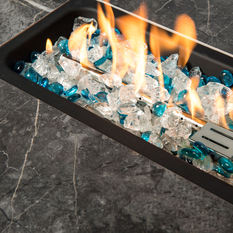 Streamdale Outdoor Rectangle Fire Pit Table With Propane Tank Cover