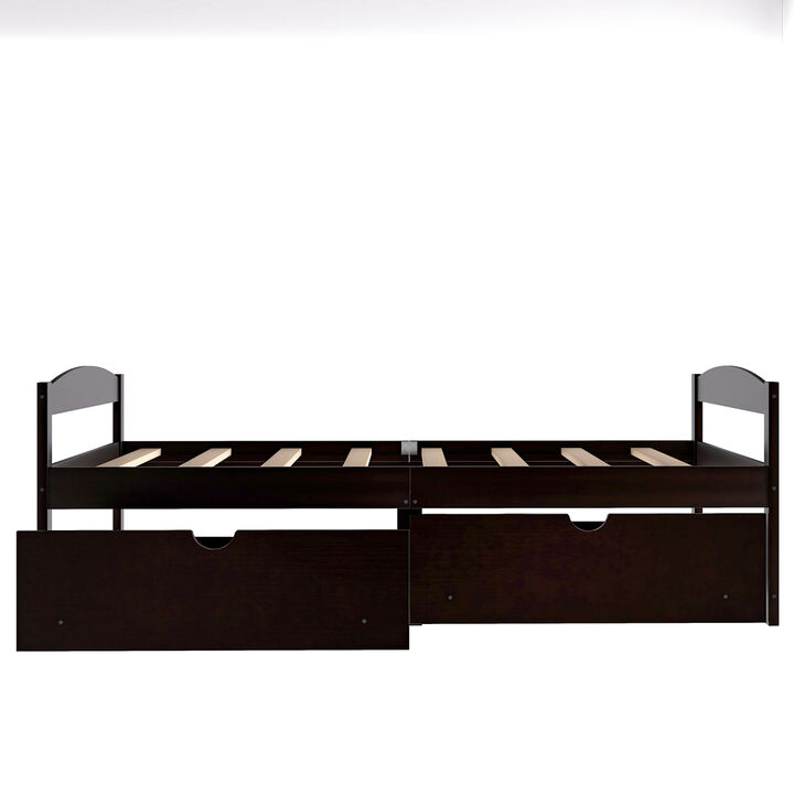 Twin Size Platform Bed, with Two Drawers