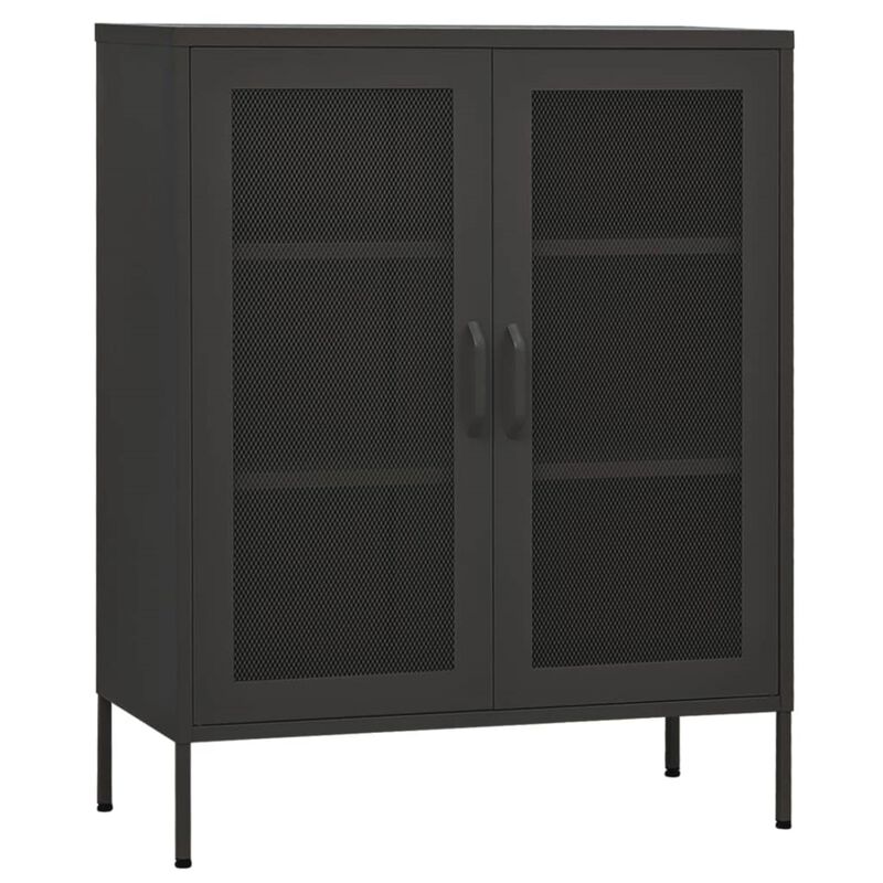 vidaXL Steel Storage Cabinet with Adjustable Shelves, Industrial Style, Practical Design, Anthracite, 31.5"x13.8"x40", Load Capacity 198.4 lbs