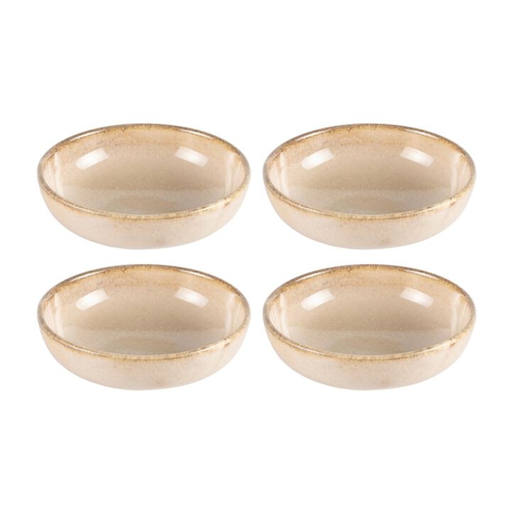 Sand dia.4" h:0.75" 4 oz. Round Beige Porcelain Bowl (Set of 4)
