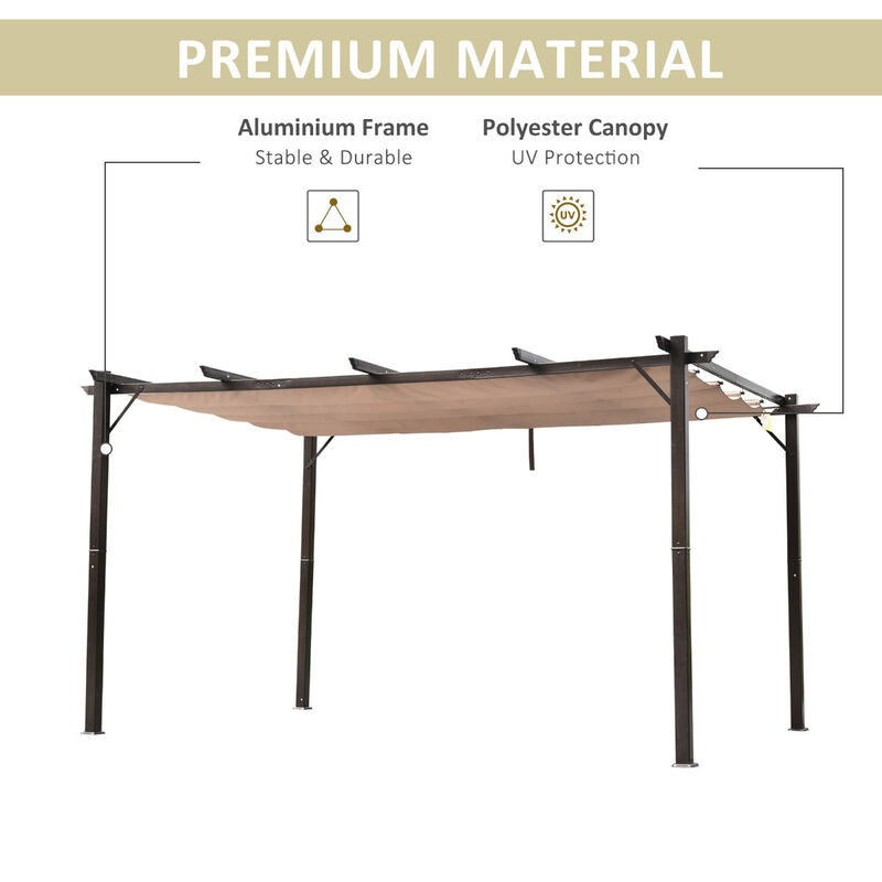 Extended Brown Shelter: 10x13 ft Aluminum Retractable Pergola Canopy