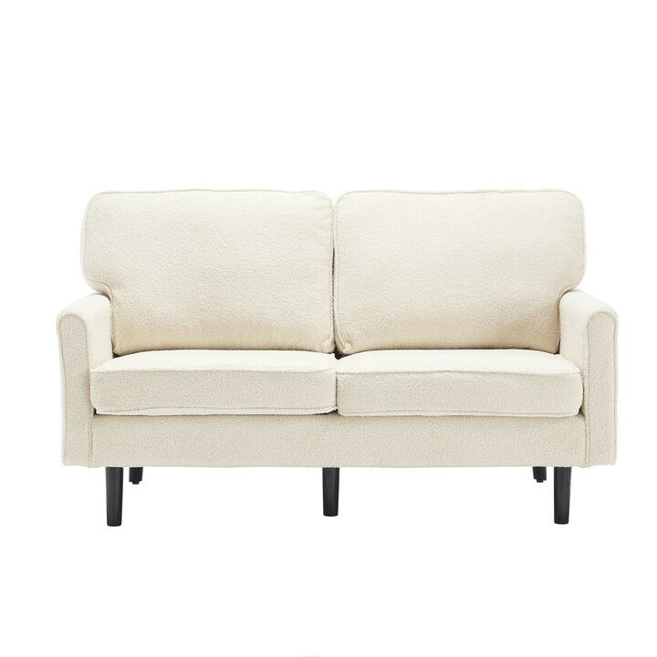Mondawe Bouclé Loveseat Sofa, 2 Seater Small Sofa Couches with USB & Removable Pillow Cover