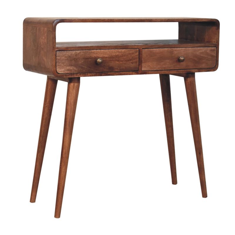 Artisan Furniture Solid Wood Curved Honey Caramel Console Table