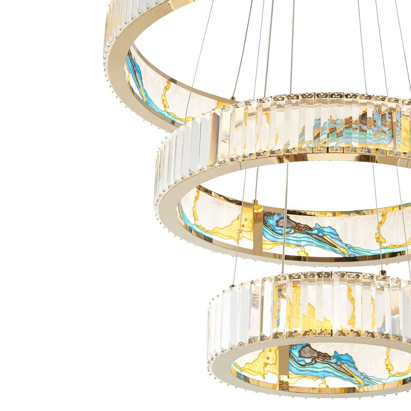 Boeseman's Chandelier Colorful Crystal Integrated LED CC Technology 3 Tiers, Round