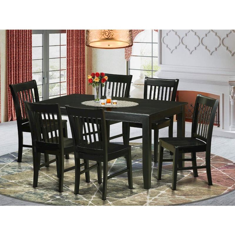 East West Furniture 7  Pc  Dining  room  set  -Kitchen  Table  and  6  Dining  Chairs