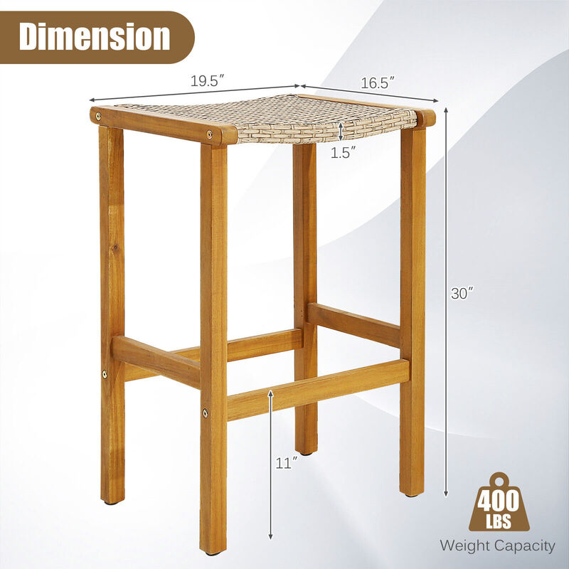 Patio Wood Bar Stools Set of 4