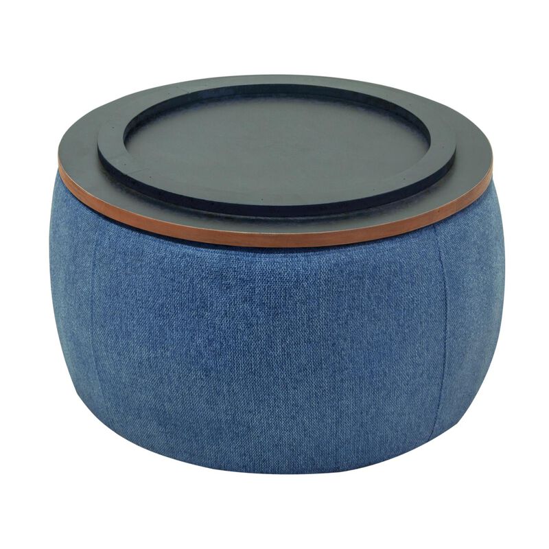 Hivvago 2 in 1 Round Storage Organizer and Foot Stool with Wooden Lid