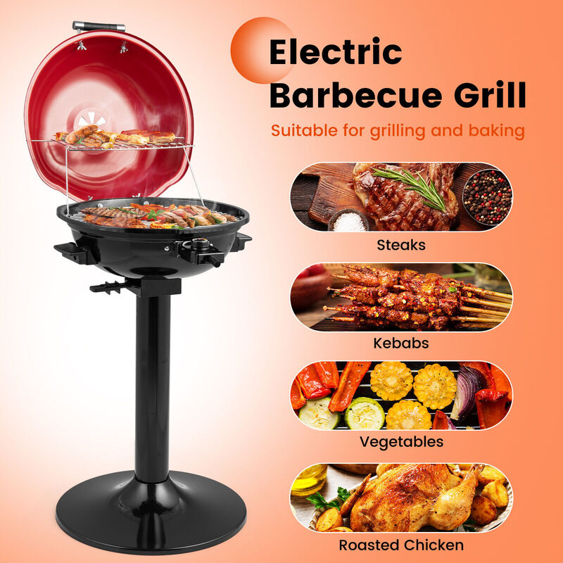 1600W Electric BBQ Grill with Removable Non-Stick Warming Rack