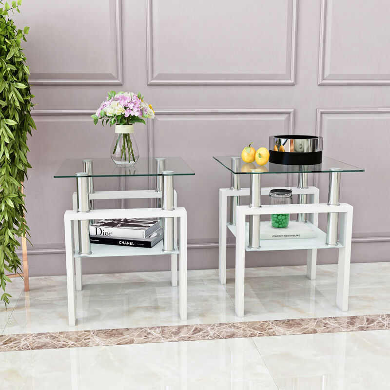 Modern Glass Tea Coffee End Table for Living Room