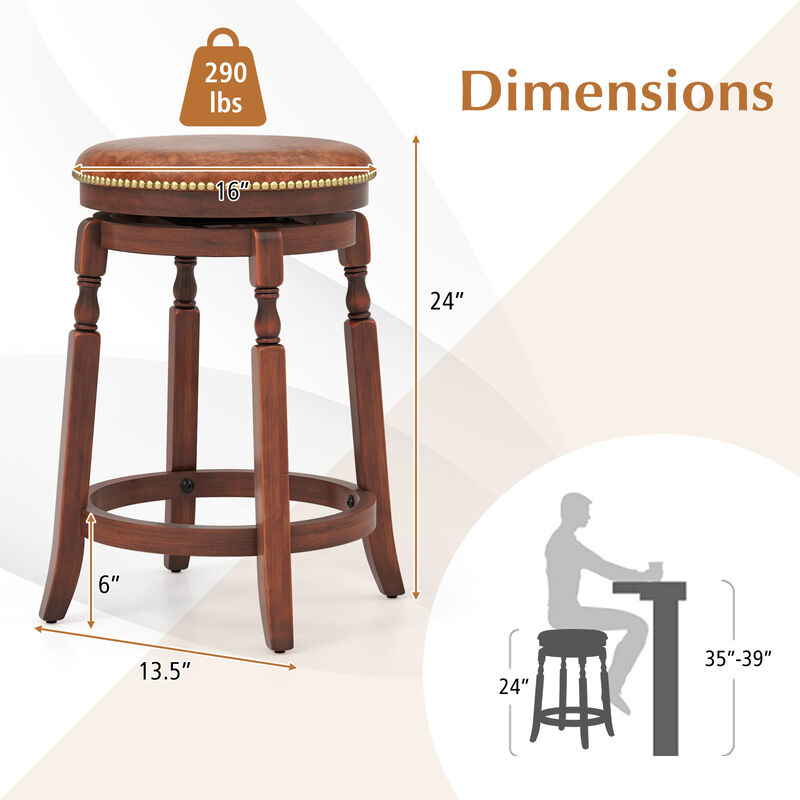 Set of 2 Swivel Bar Stools with Upholstered Seats Stylish and Comfortable Seating