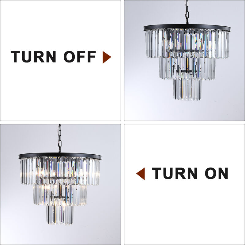 Luxury Black Crystal Chandelier - Dia 19.7 Inch