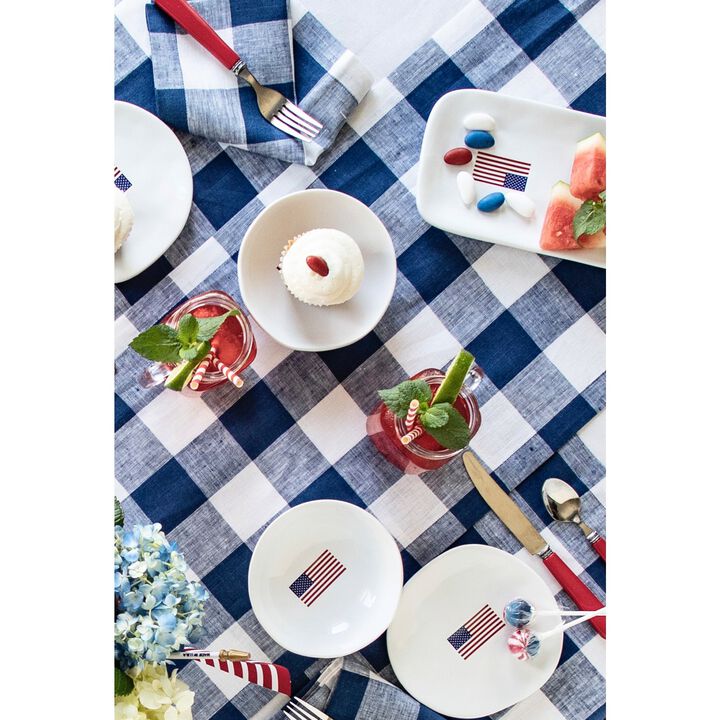 Solino Home 100% Pure Linen Tablecloth | Buffalo Check Dining Table Cloth