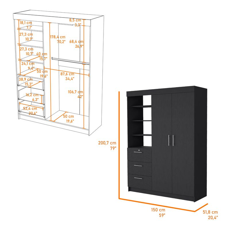 Tempe 3 Drawers Armoire