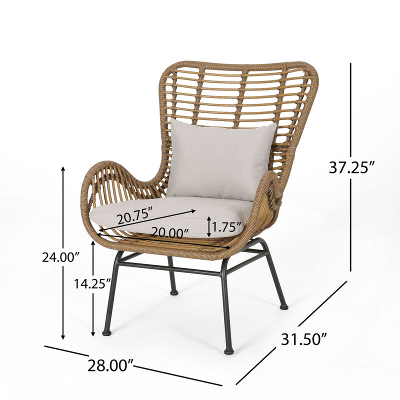 Merax Open Rattan Weave Finish Dining Chair Set of 2