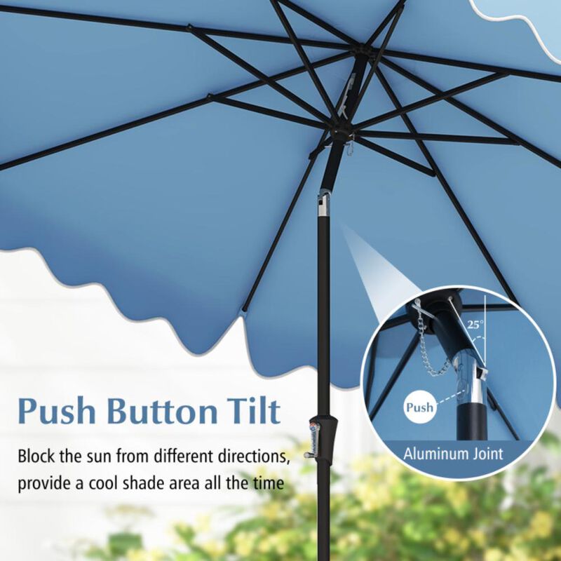 Hivvago 9 Feet Patio Umbrella with Crank Handle and Push Button Tilt