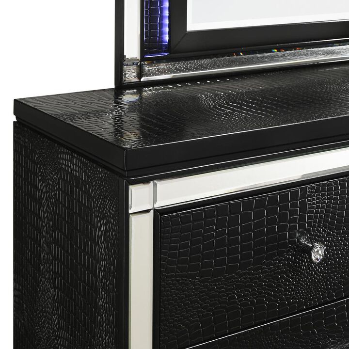 New Classic Furniture Furniture Valentine Solid Wood Dresser with 9 Drawers in Black