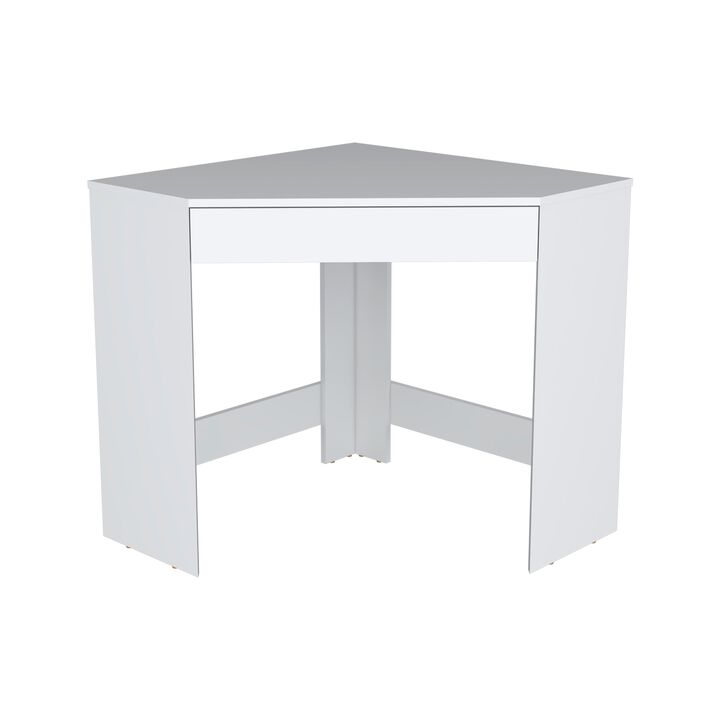 Amity Corner Desk with Spacious Drawer and Optimal Workstation-White