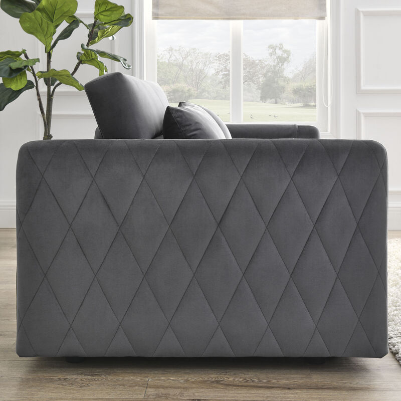 55" Modern Convertible Sofa Bed With 2 Detachable Arm Pockets, Velvet Loveseat Sofa With Pull Out