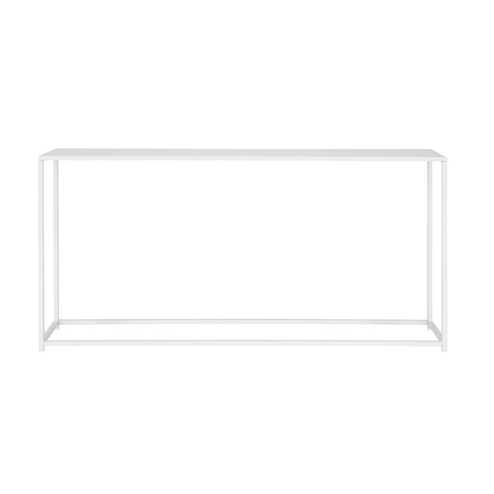 Eme 56 Inch Console Table, Rectangular Top, White Finish Metal Frame  - Benzara