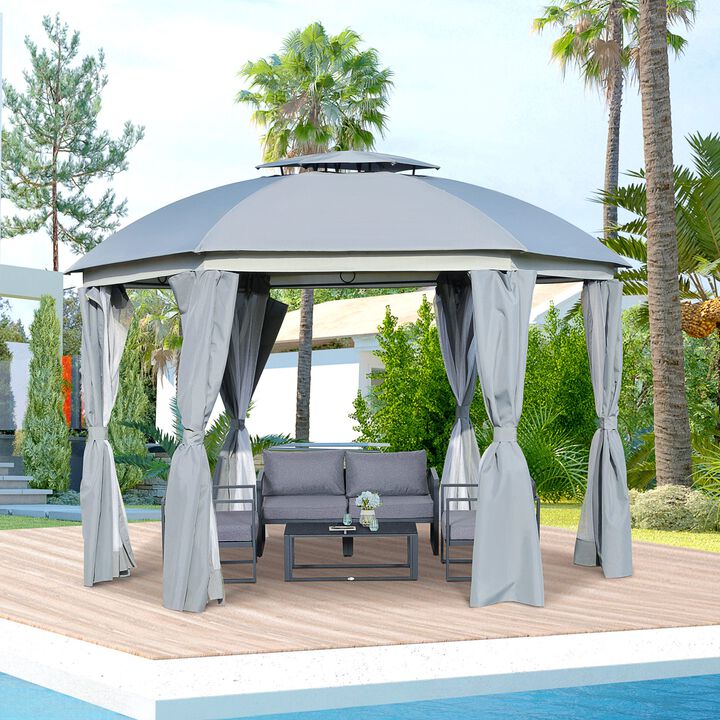Gray Outdoor Structure: 12x12 Canopy Gazebo with Double Roof