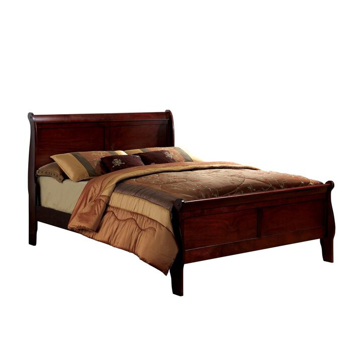 Queen Size Bed Cherry Louis Philippe Solid Wood 1 Piece Bed Bedroom Sleigh Bed Bedroom Furniture