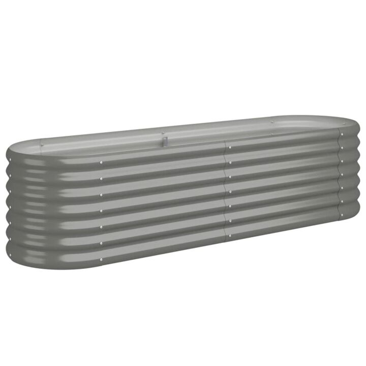 vidaXL Garden Raised Bed Powder-coated Steel 59.8"x15.7"x14.2" Gray