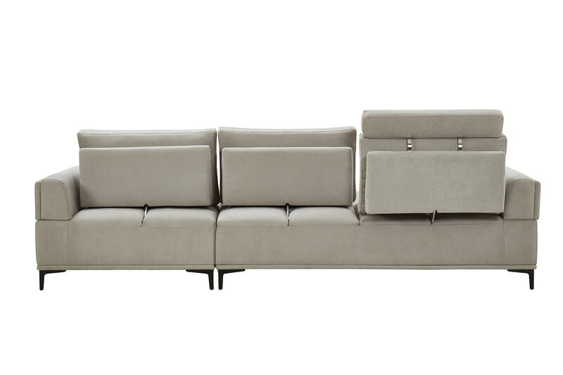 Pasargad Home Modern Lucca Sectional Sofa with Push Back Functional, Right Facing Chaise, Beige