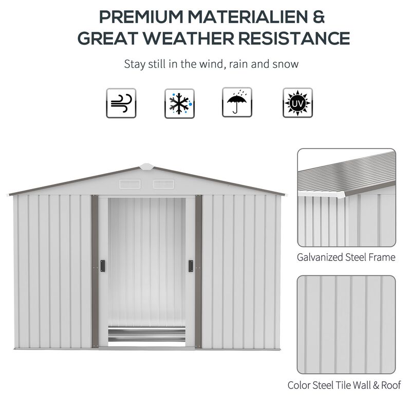 Silver Garden Storage: 9'x6' Metal Shed with Sliding Doors