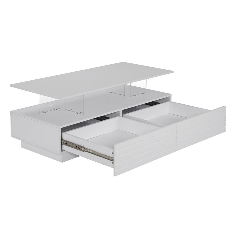 Merax Modern Rectangular Coffee Table with LED Lights