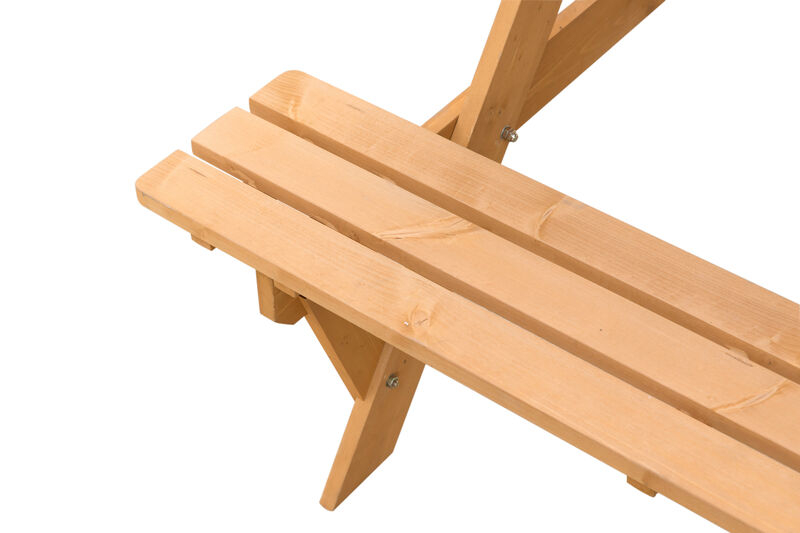 Outdoor Wooden Patio Deck Garden 6-Person Picnic Table, for Backyard, Garden, Stained