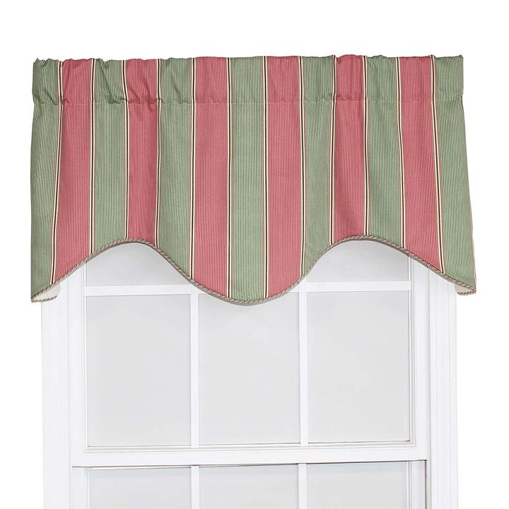 RLF Home Parlor Stripe Cornice Window Treatment Valance Fits up to 48"W 3" Rod Pocket 50" x 17" Watermelon