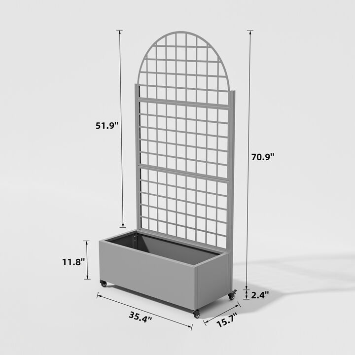 71*35.5 Archerd Metal Planter Box with Trellis