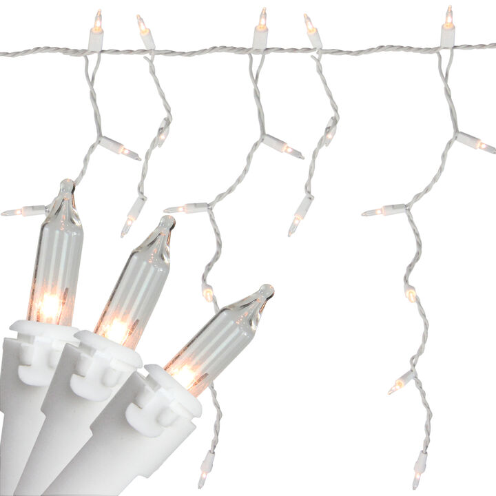 100-Count Clear Mini Icicle Christmas Lights - 5.75' ft White Wire
