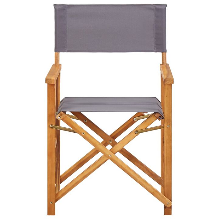 Outdoor Folding Directors Accent Set of 2, Gray, Acacia Wood - Benzara