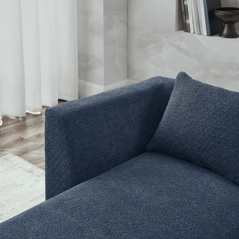 Navy L-Shaped Sectional with Ottoman