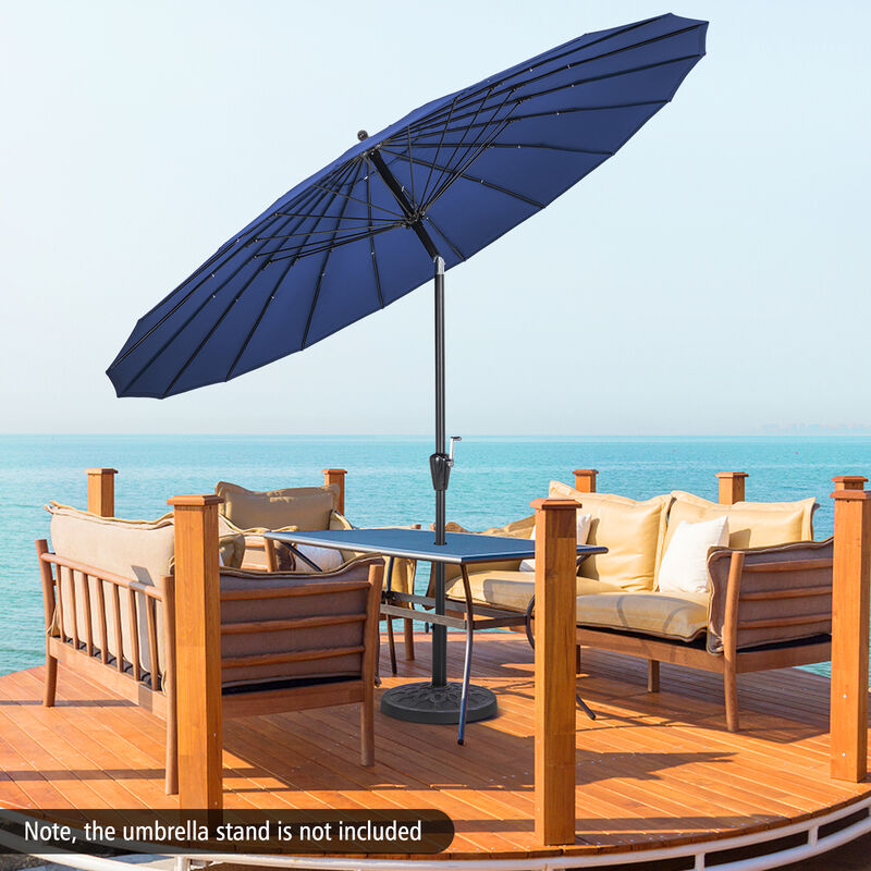 9 Feet Round Patio Umbrella with 18 Fiberglass Ribs