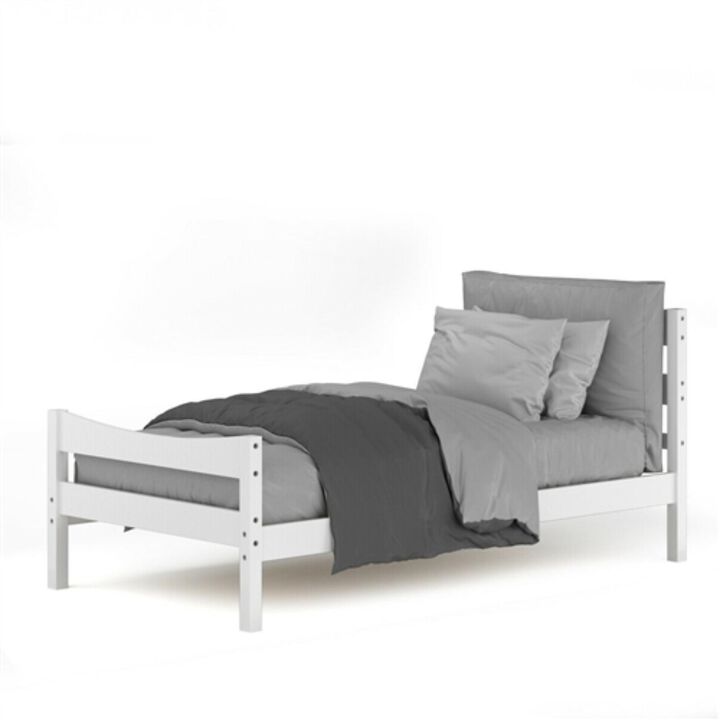 Hivvago Twin size Farmhouse Style Pine Wood Platform Bed Frame